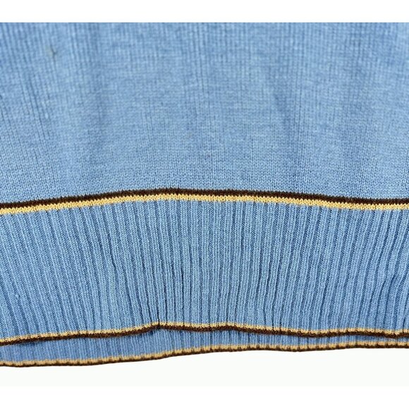 vintage mervyns Men Collection Tan Blue Pullover Sweater Medium Retro Hipster - Picture 12 of 14
